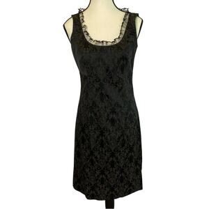 Vintage Tessuto Women's Fitted Bodycon Mini Dress Size 2 Brown Patterned Stretch